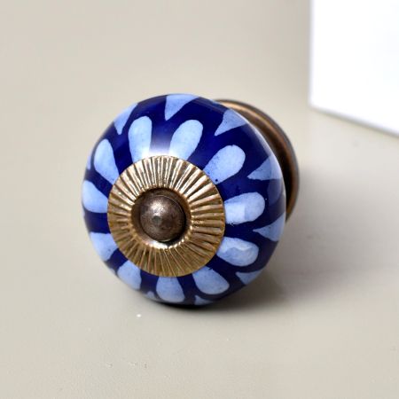 Blue Ceramic Floral Knobs for Kitchen Cabinet